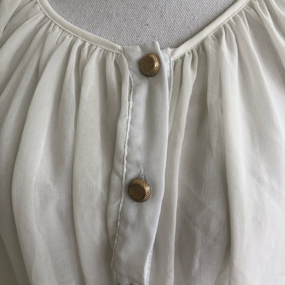 Off White Chiffon Button Down Poncho - Picture 3 of 4